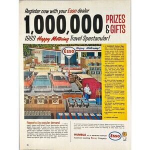 ESSO 1963 Happy Motoring Travel Spectacular Give Away" Vintage Print Ad 1963